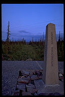 Marking the US/Canadian border, the 141st meridian from the Arctic Ocean to Mt. Saint Elias (600 miles) has been denuded of trees in a 20-foot-wide swath