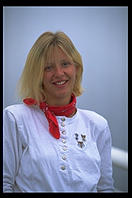 Elke on the deck of an Alaska Marine Highway ferry. 