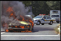 Burning car.  New Jersey 1995.