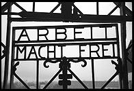 Arbeit Macht Frei.  Gate to Dachau Concentration Camp, just outside Munich, Germany